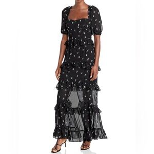 Wayf Black Floral Maxi Dress